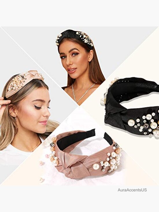 6 Pack Padded Knotted Pearl Headbands Non Slip Hair Accessory Gift main image 5